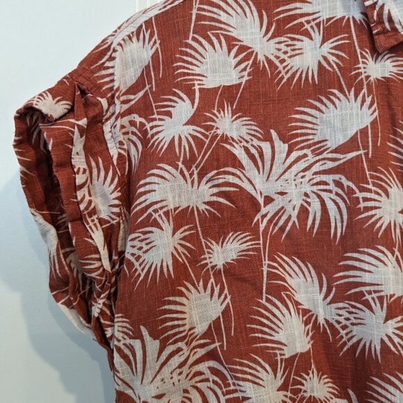 Old Khaki Top Women's 10 Jungle Foliage Button-Up Waist-Tie Orange/White Safari - Picture 9 of 16